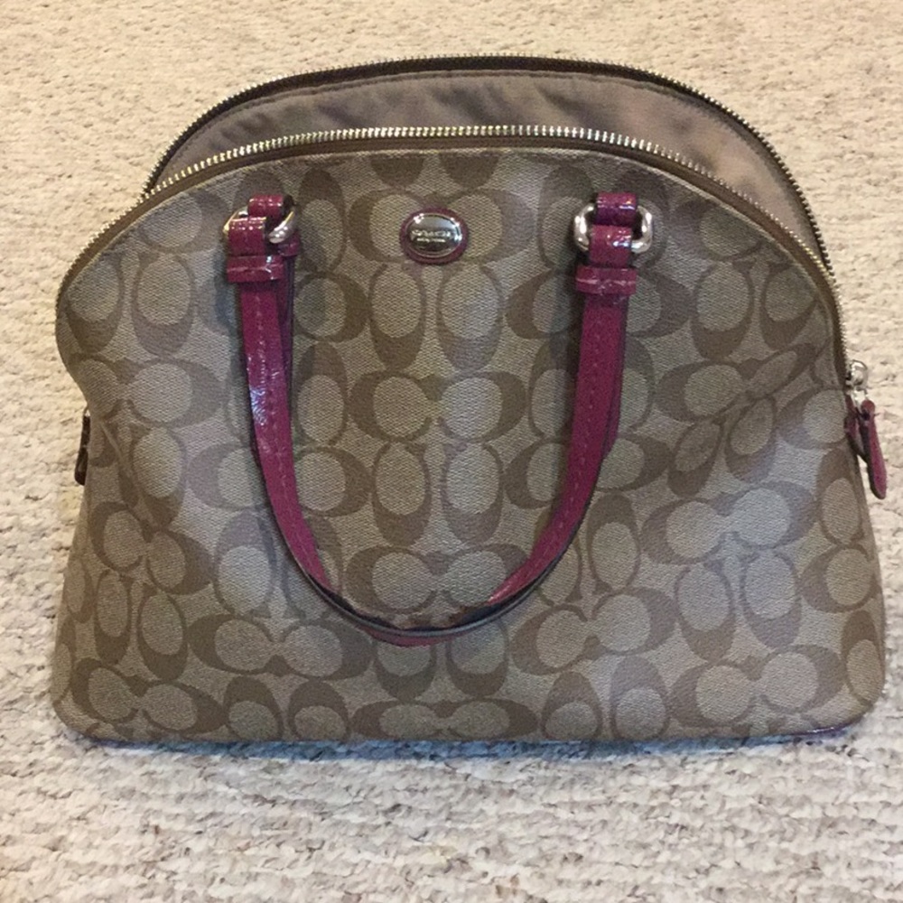 Authentic Coach handbag with plum trim